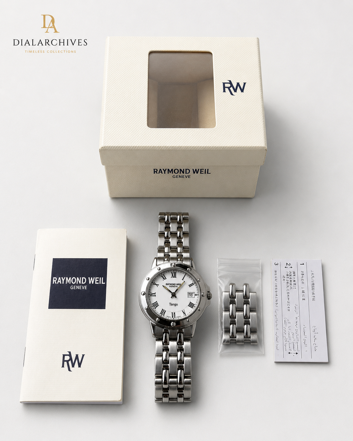 Raymond Weil Tango 5590 Swiss Quartz Watch | Box, Booklet & Extra Links
