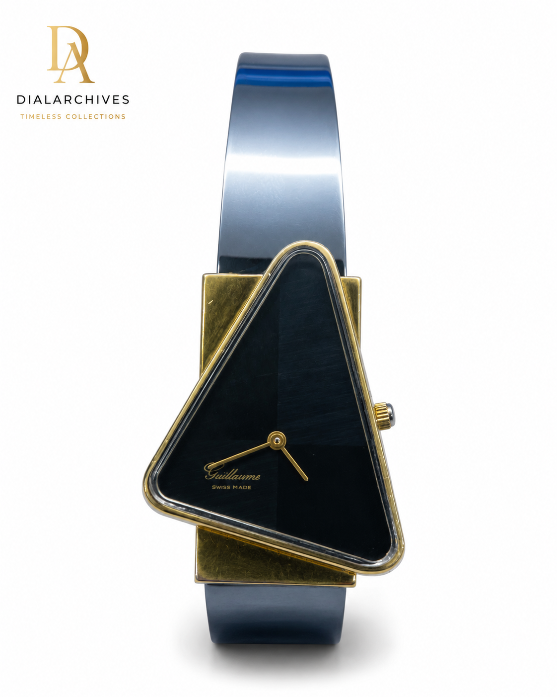 Vintage Guillaume Swiss Made Triangle Watch – Two-Tone Geometric Design