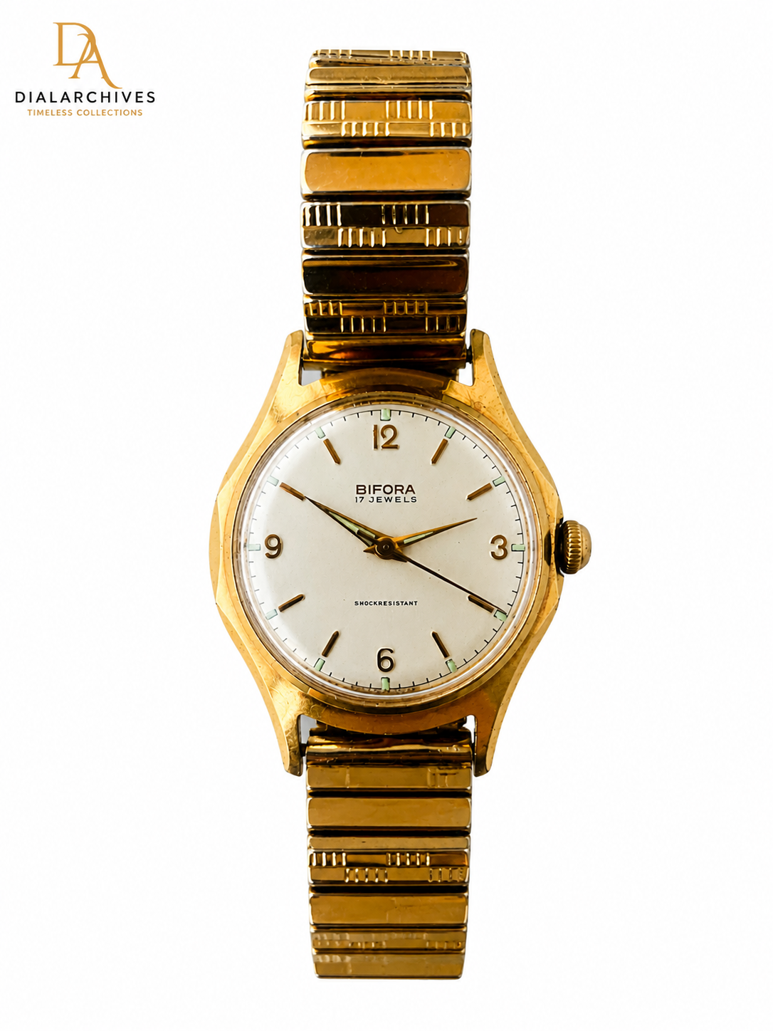 Vintage Bifora 17 Jewels Mechanical Gold-Tone Watch – Shock Resistant