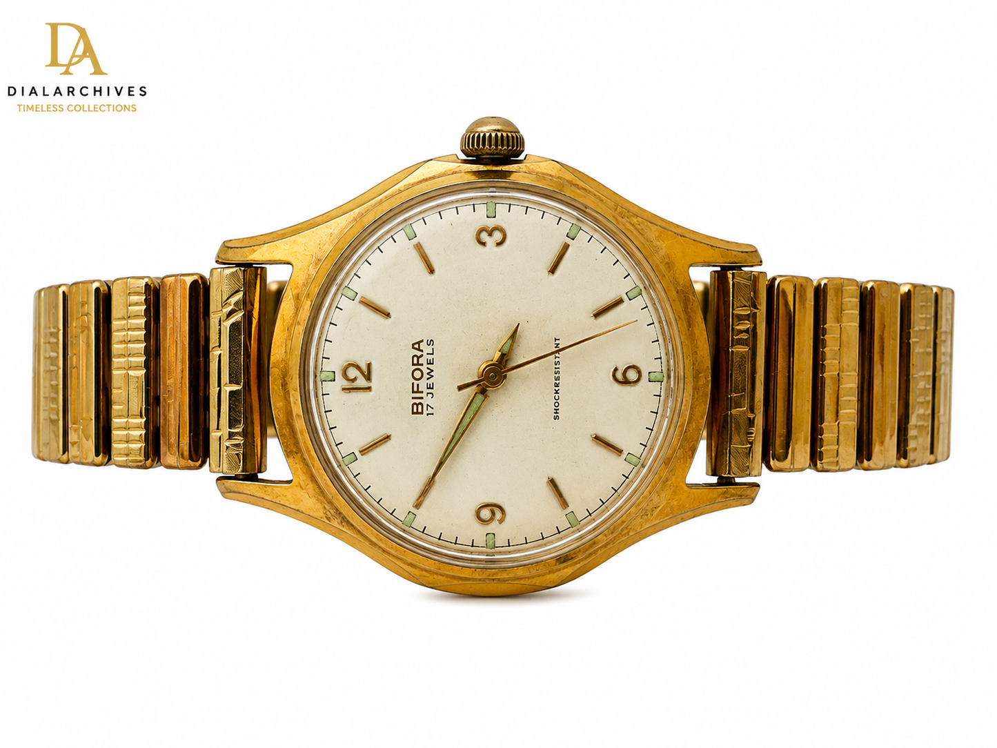 Vintage Bifora 17 Jewels Mechanical Gold-Tone Watch – Shock Resistant