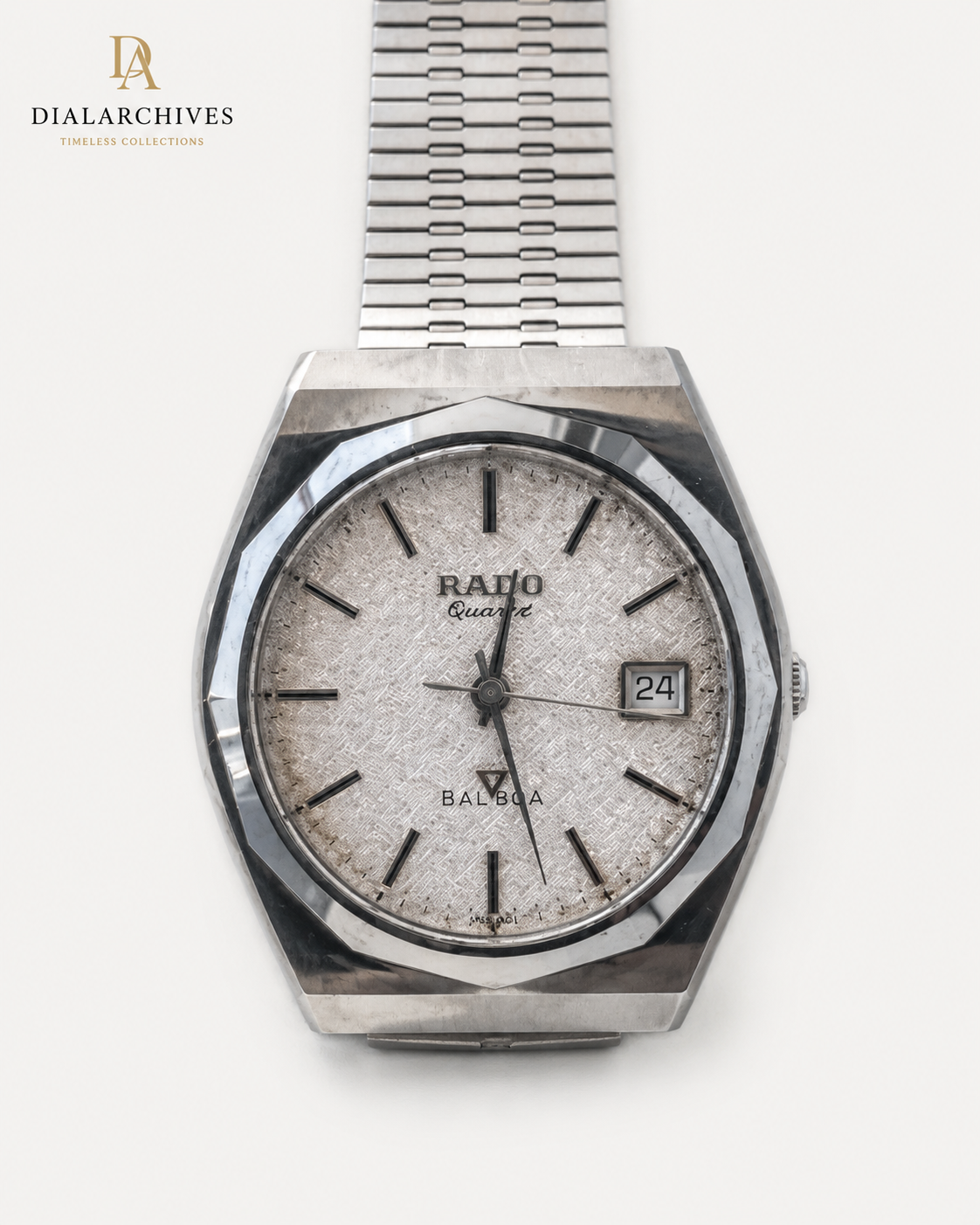 Vintage Rado Balboa Quartz – Textured Silver Dial, Stainless Steel Bracelet