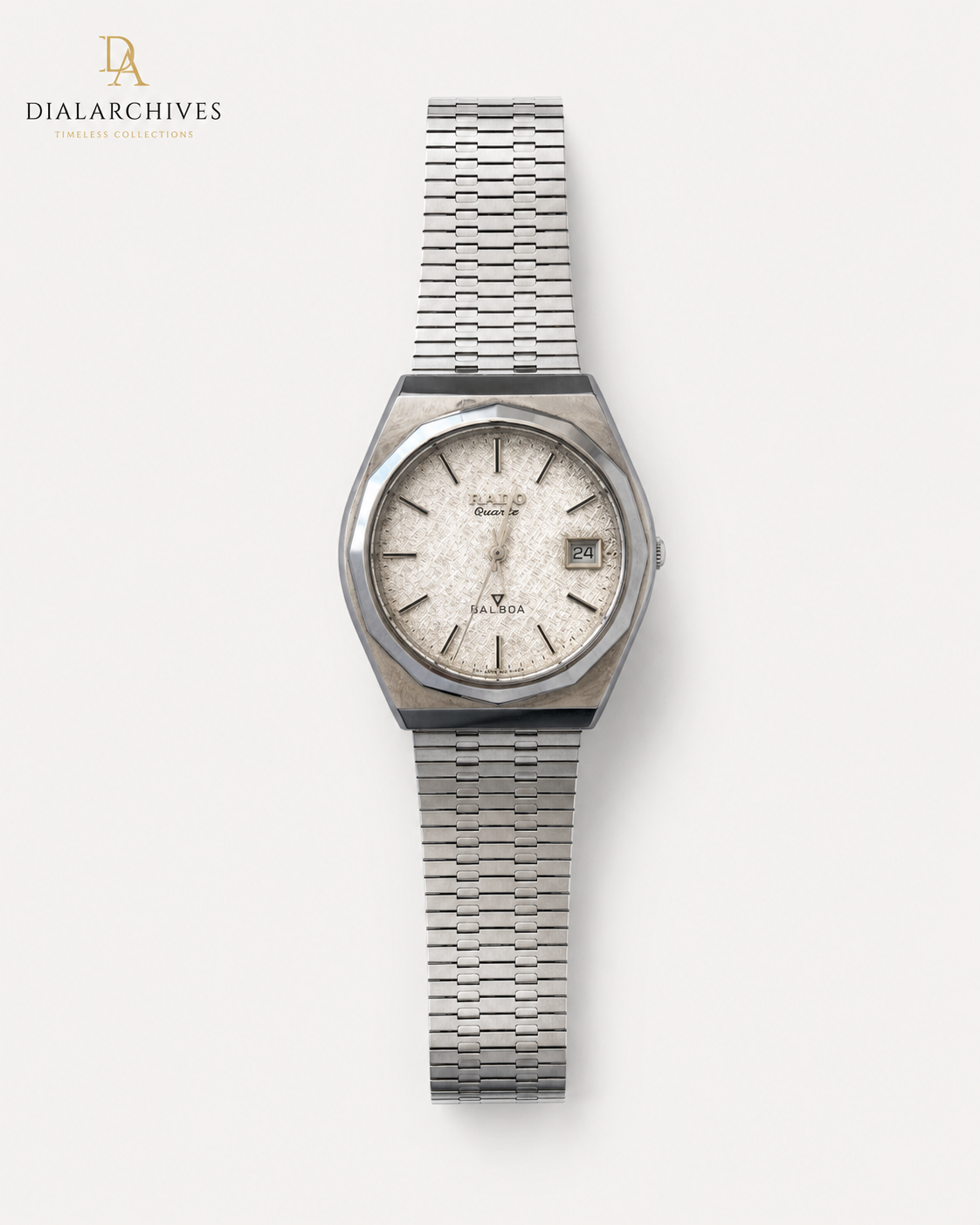 Vintage Rado Balboa Quartz – Textured Silver Dial, Stainless Steel Bracelet