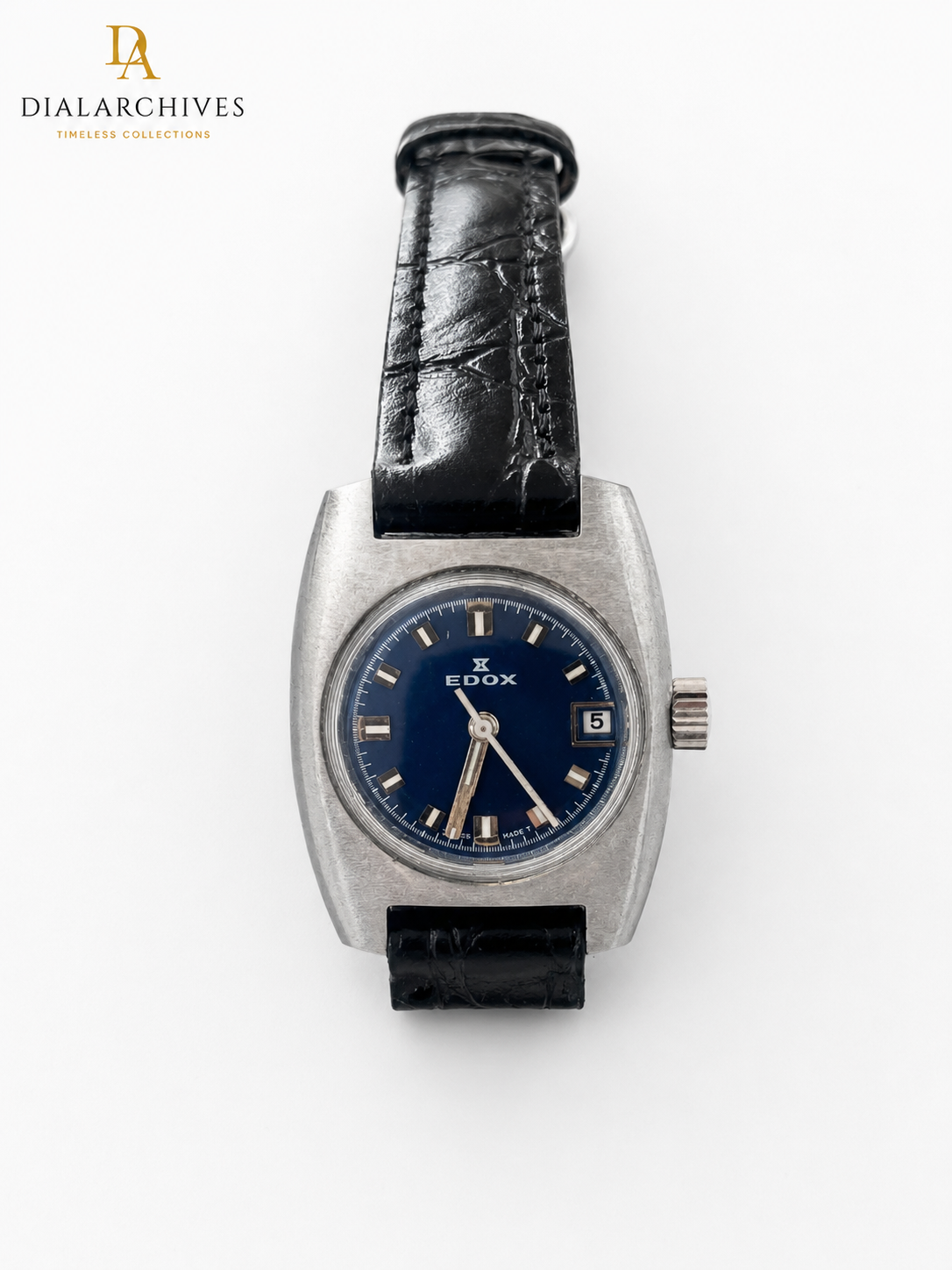 Vintage Edox Swiss Precision Ladies Watch — Blue Dial, Box & International Guarantee