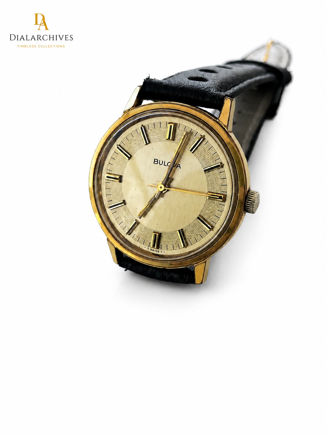 Vintage Bulova Swiss Mechanical Dress Watch – Gold-Tone Champagne Dial