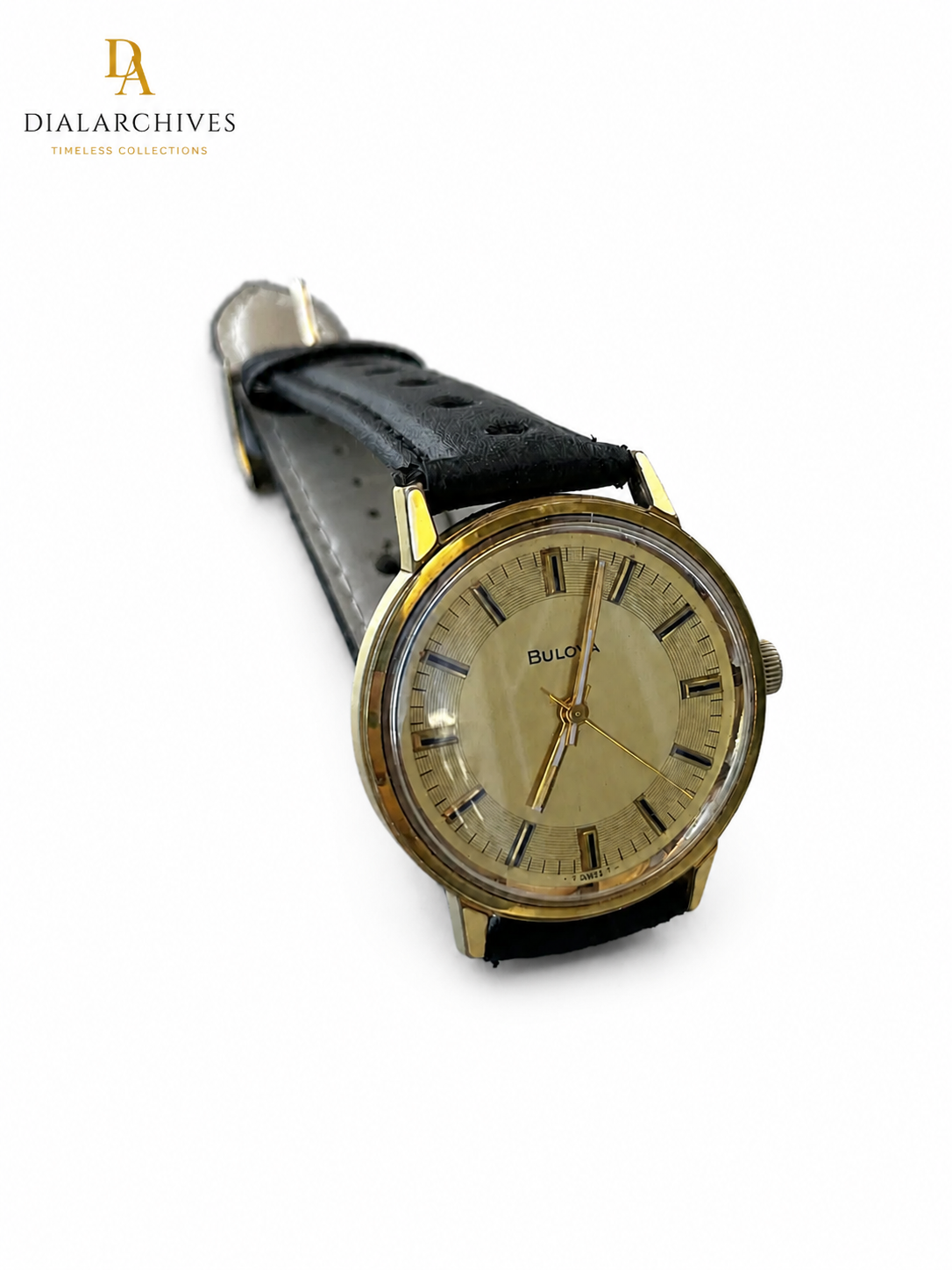 Vintage Bulova Swiss Mechanical Dress Watch – Gold-Tone Champagne Dial