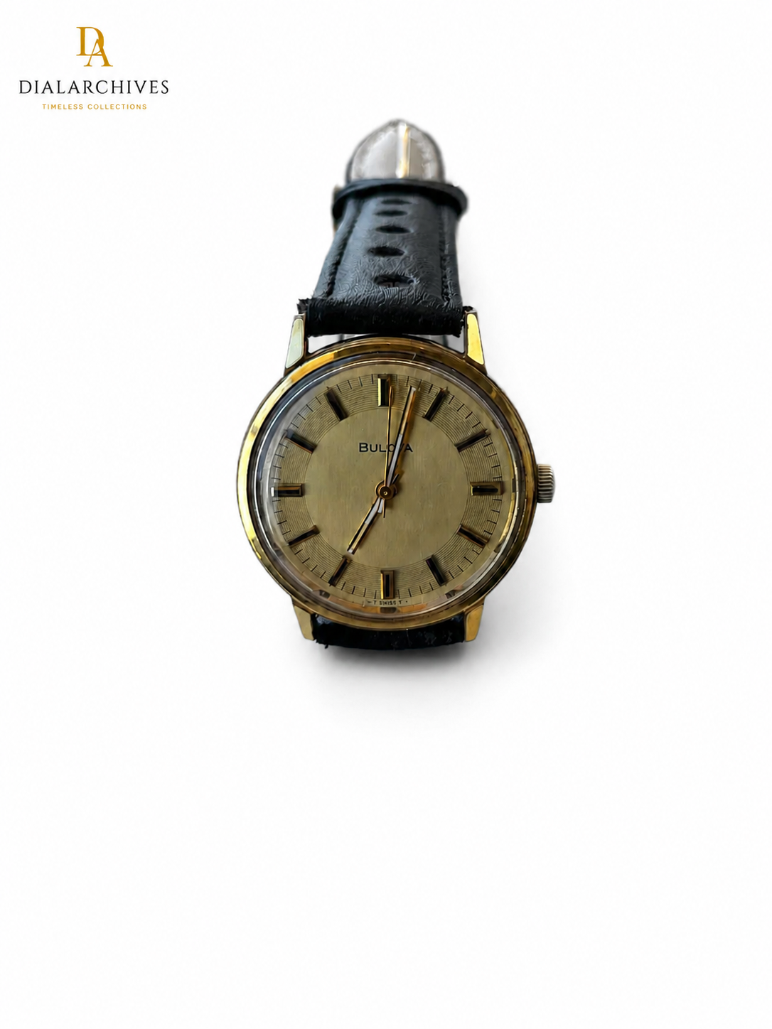 Vintage Bulova Swiss Mechanical Dress Watch – Gold-Tone Champagne Dial