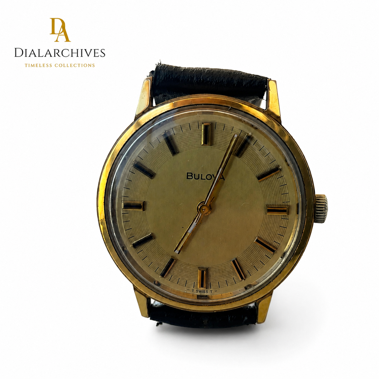Vintage Bulova Swiss Mechanical Dress Watch – Gold-Tone Champagne Dial