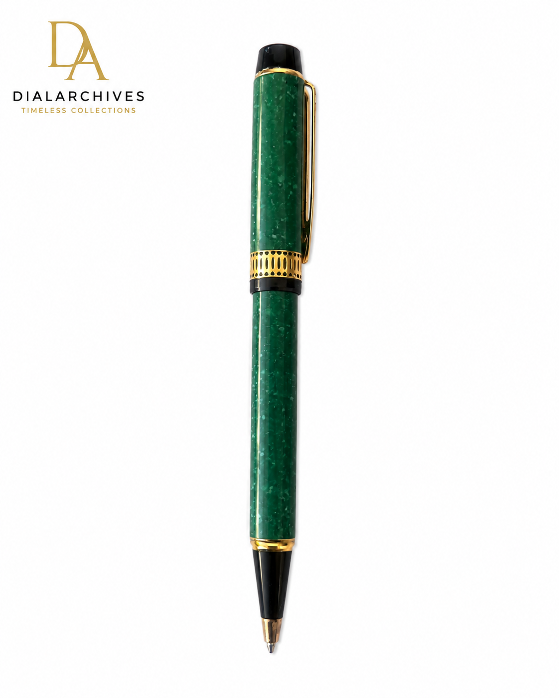 Waterman Man 100 Patrician Green Marble Ballpoint Pen with Original Papers