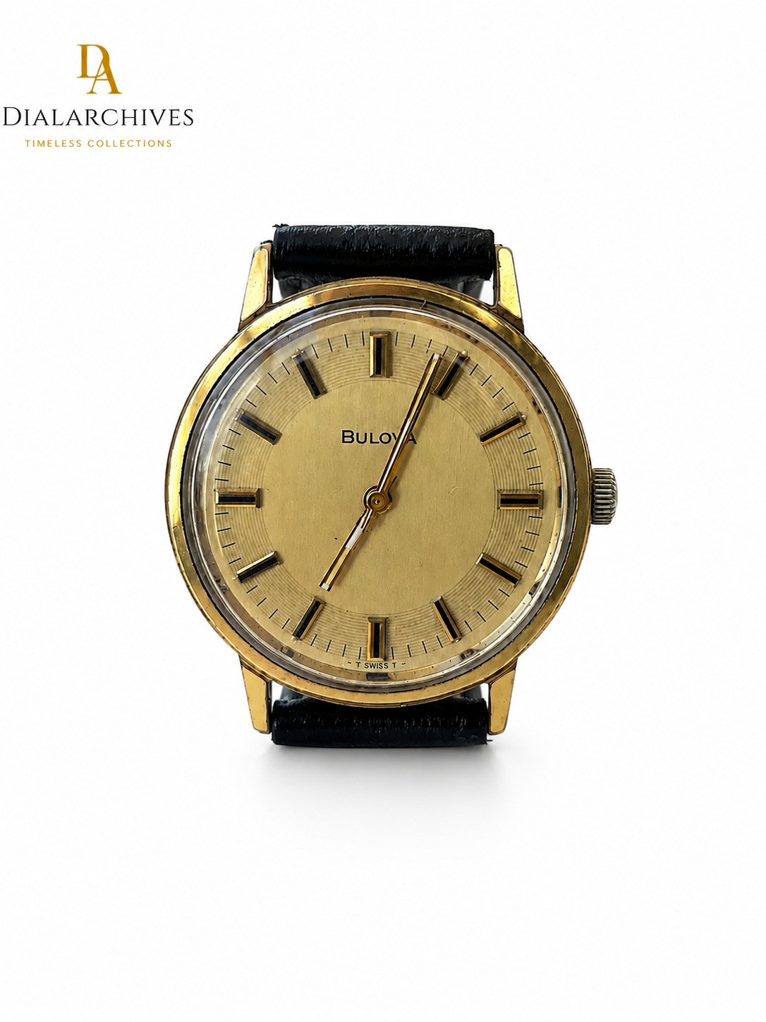 Vintage Bulova Swiss Mechanical Dress Watch – Gold-Tone Champagne Dial