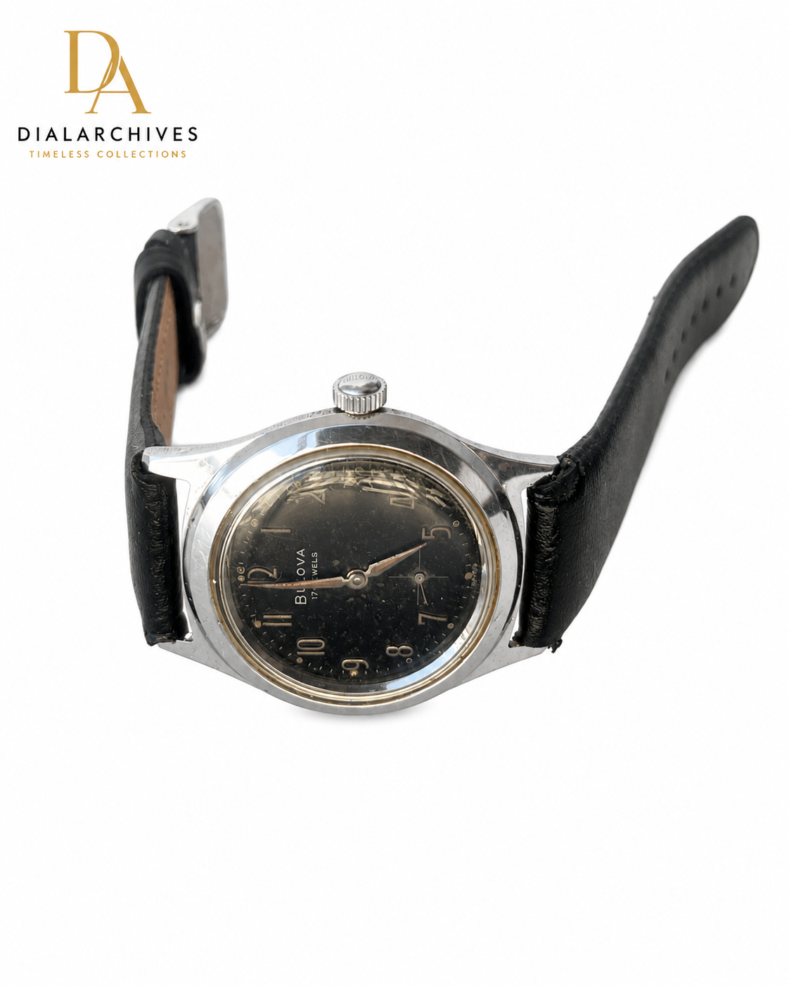 Vintage Bulova 17 Jewels Swiss Manual Wind – Black Dial – Stainless Steel