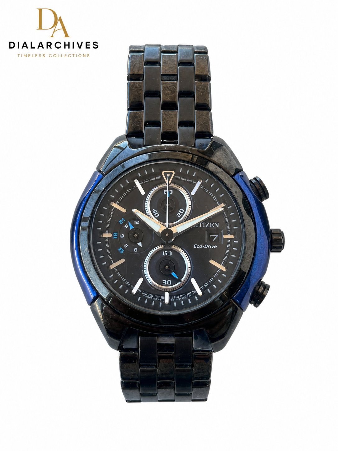 Citizen Eco-Drive Chronograph B612-S078695 – Black & Blue – Boxed