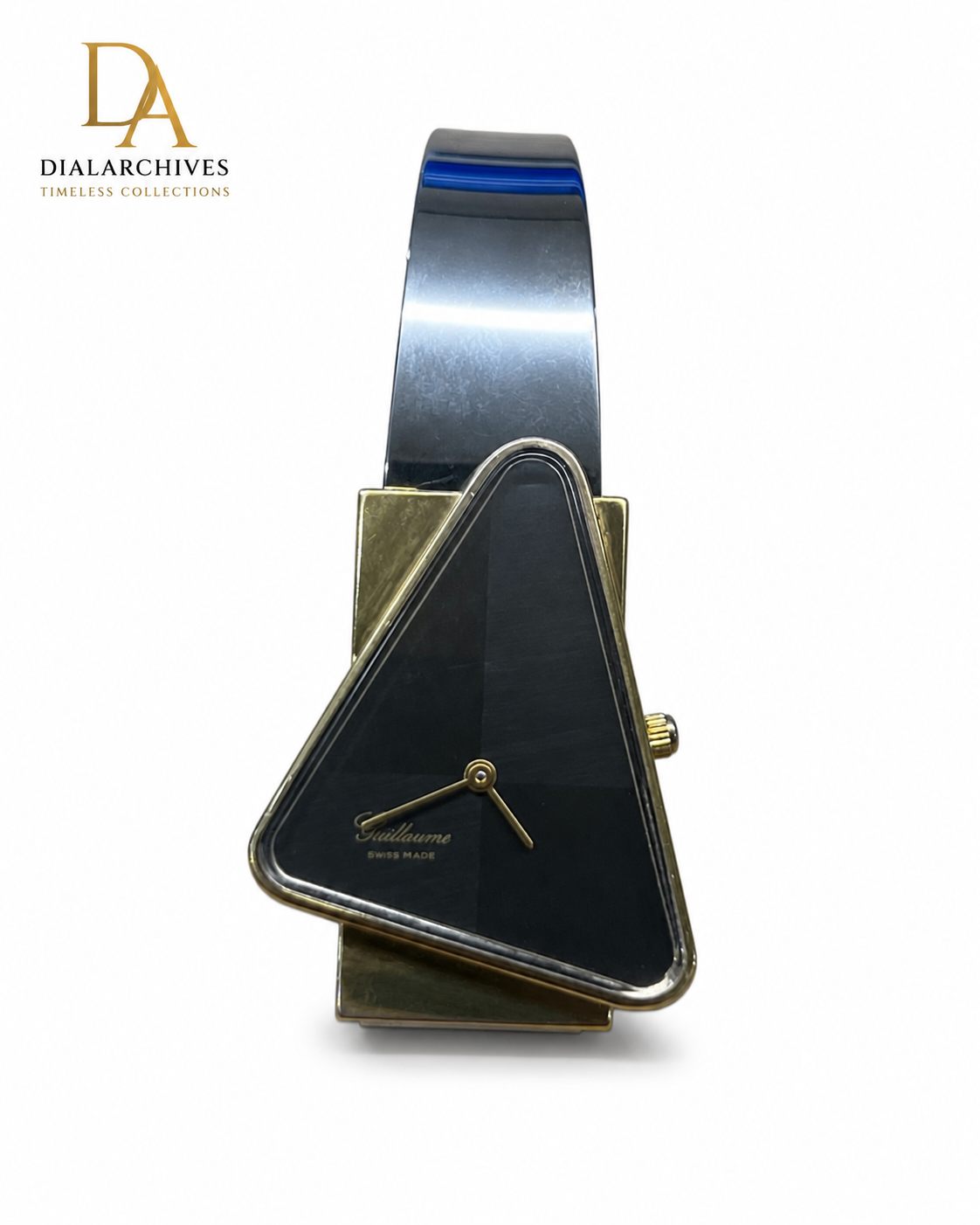 Vintage Guillaume Swiss Made Triangle Watch – Two-Tone Geometric Design