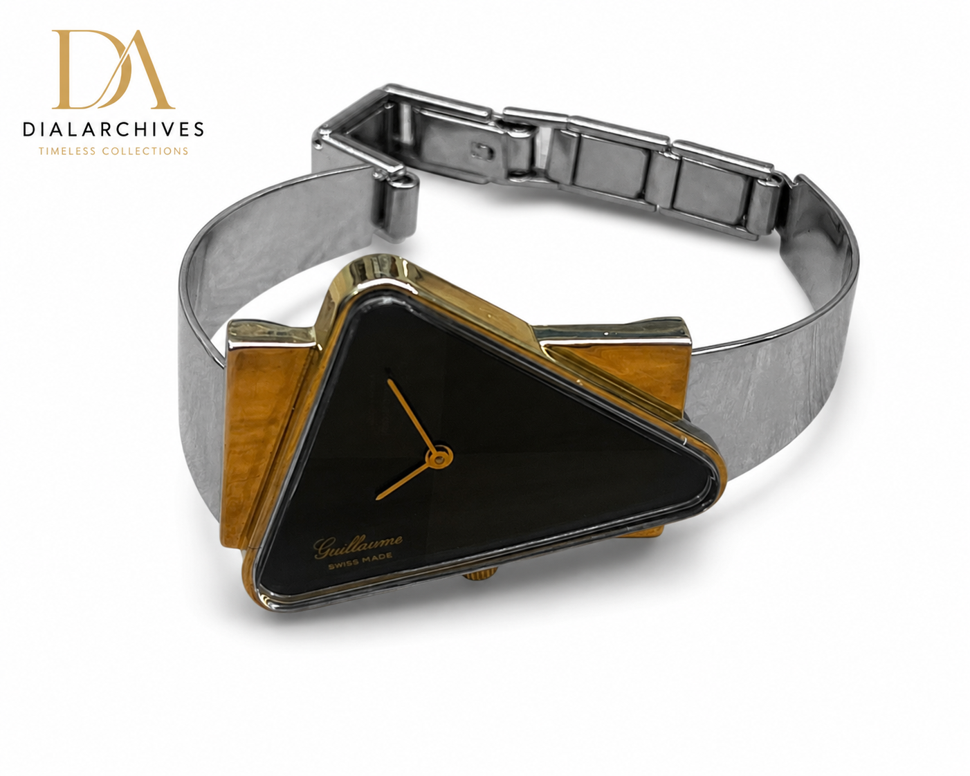 Vintage Guillaume Swiss Made Triangle Watch – Two-Tone Geometric Design