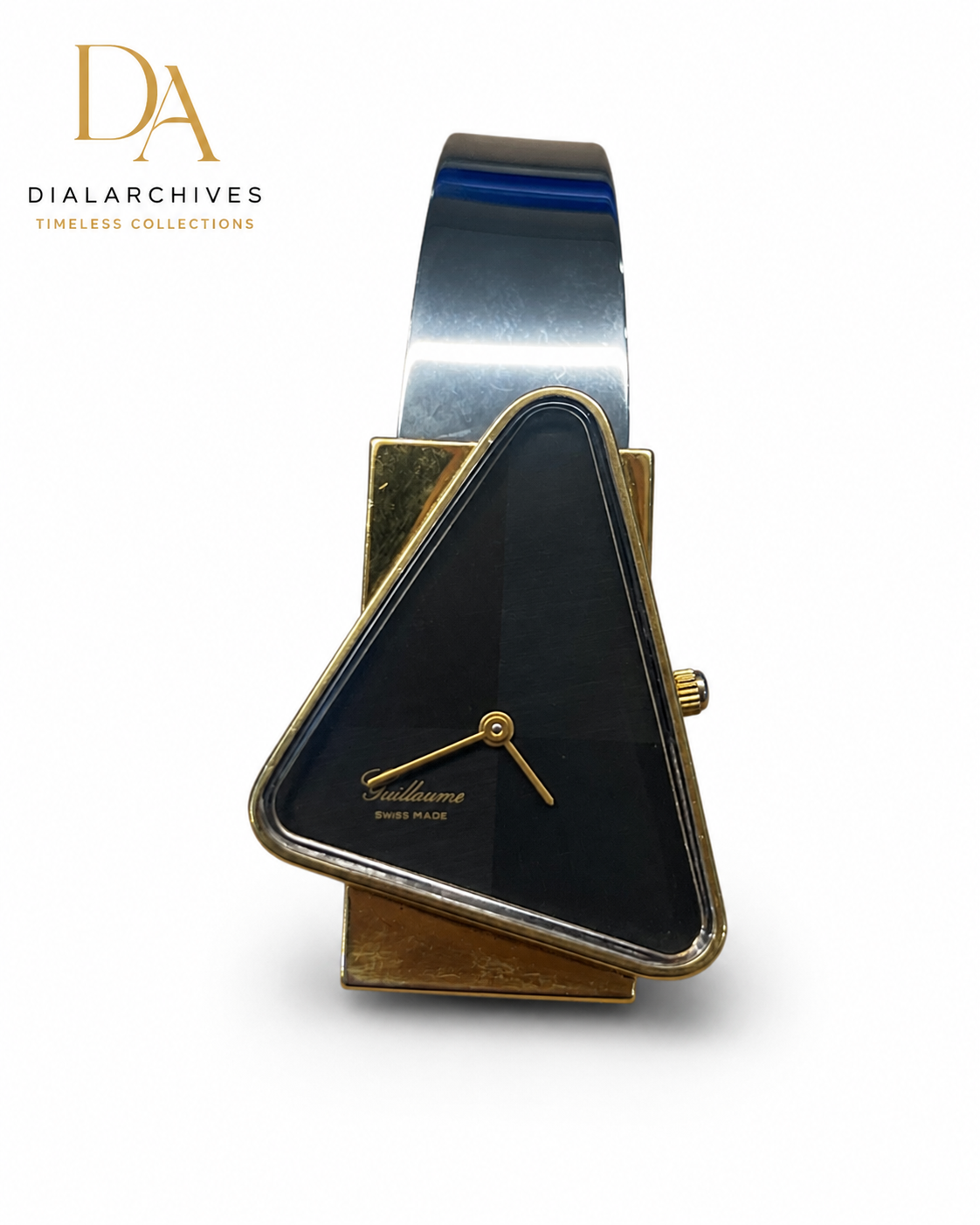 Vintage Guillaume Swiss Made Triangle Watch – Two-Tone Geometric Design
