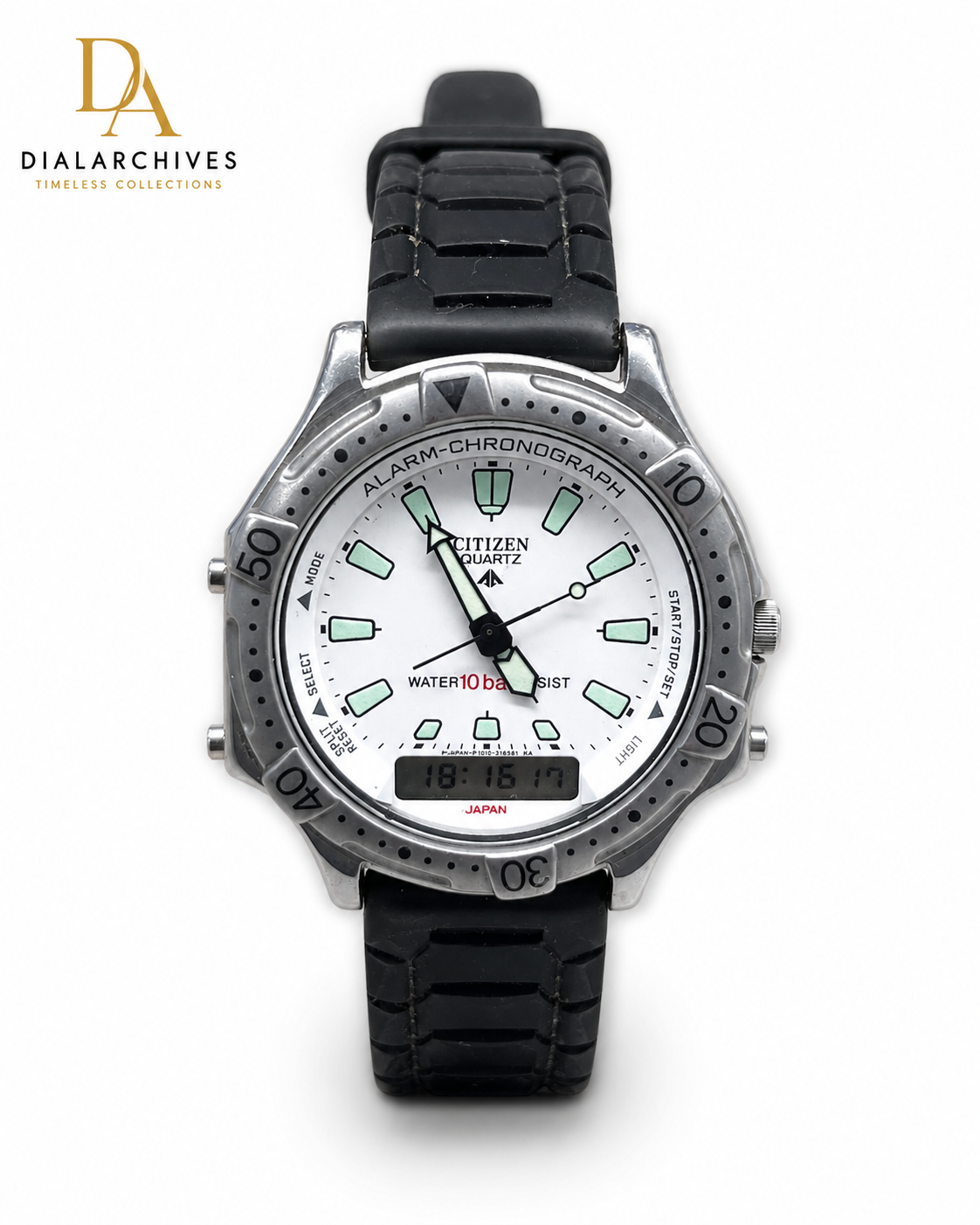 Vintage Citizen Quartz Alarm-Chronograph Ana-Digi 10 Bar Watch – Japan