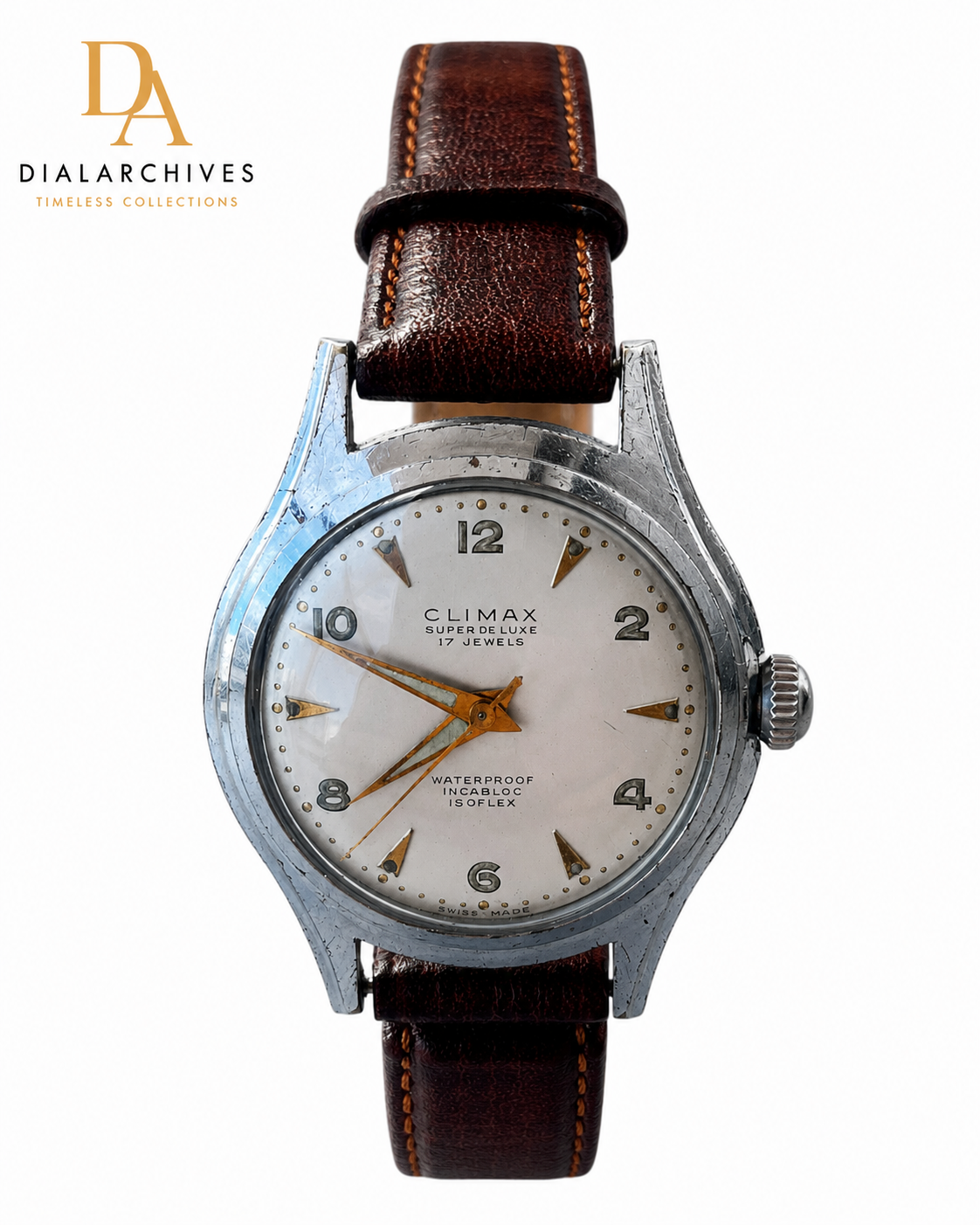 Vintage Climax Super De Luxe 17 Jewels Swiss Made Manual Wind Watch Description: