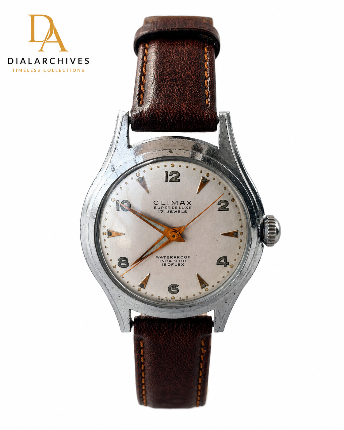 Vintage Climax Super De Luxe 17 Jewels Swiss Made Manual Wind Watch Description: