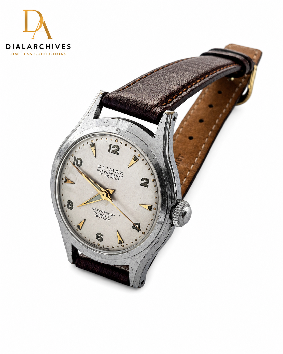 Vintage Climax Super De Luxe 17 Jewels Swiss Made Manual Wind Watch Description: