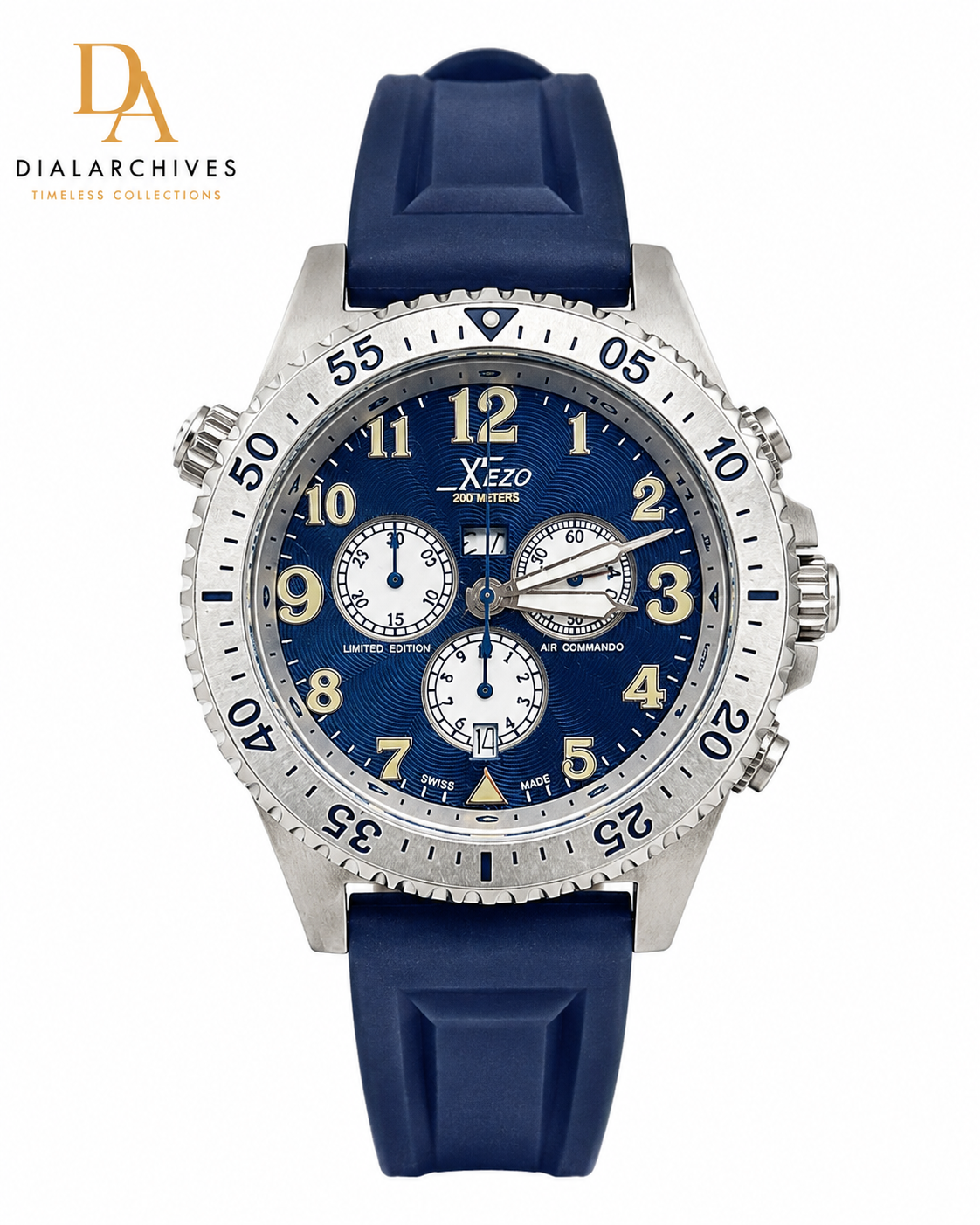 Xezo Air Commando D45-BU Limited Edition Swiss Made Chronograph – Box & Manual