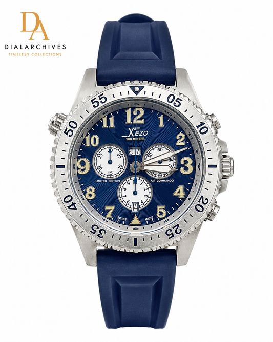 Xezo Air Commando D45-BU Limited Edition Swiss Made Chronograph – Box & Manual