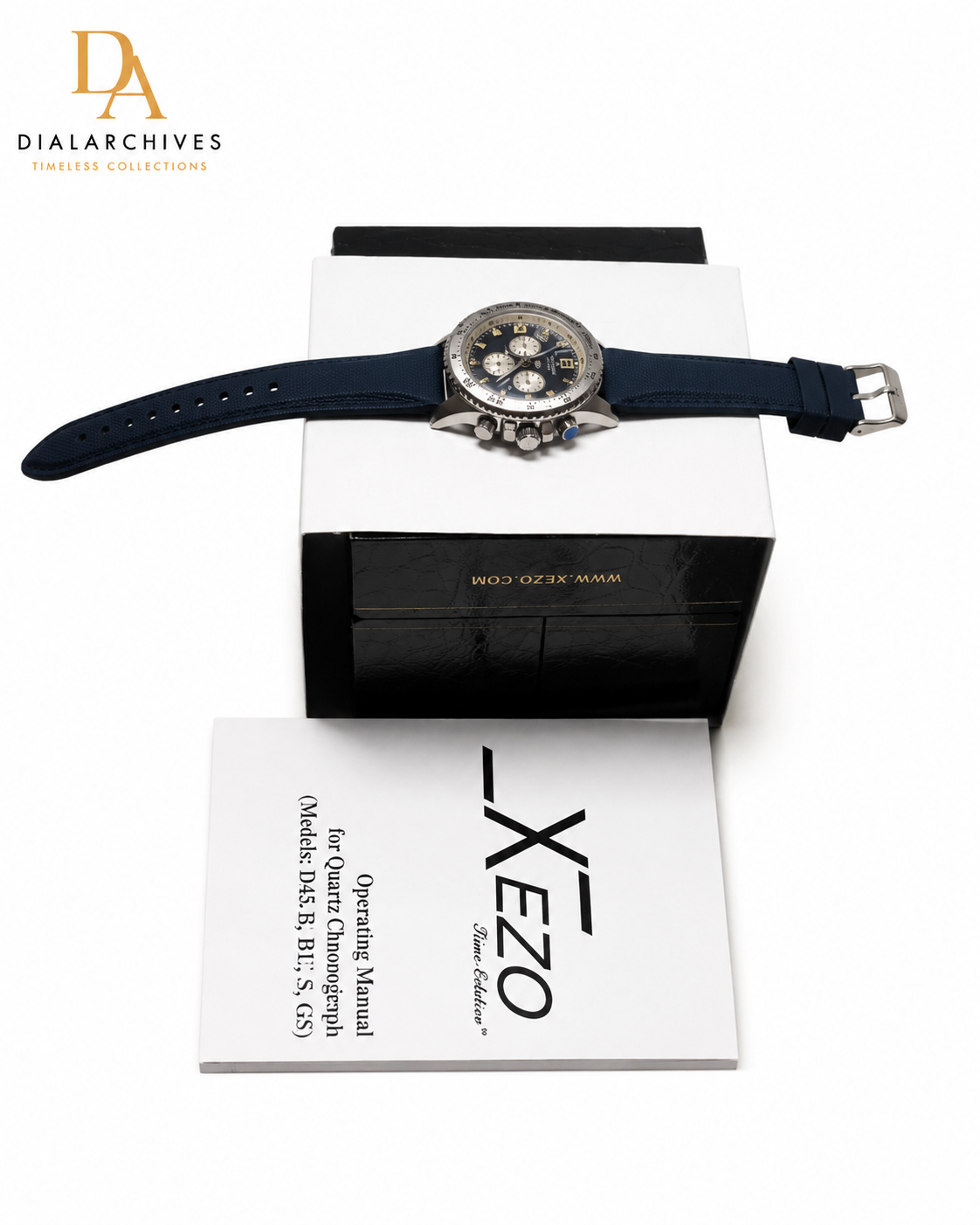 Xezo Air Commando D45-BU Limited Edition Swiss Made Chronograph – Box & Manual