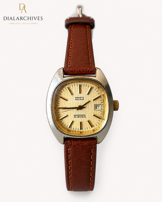 Vintage Wendts Adelaide Automatic 21 Jewels Watch – Date – New Leather Strap