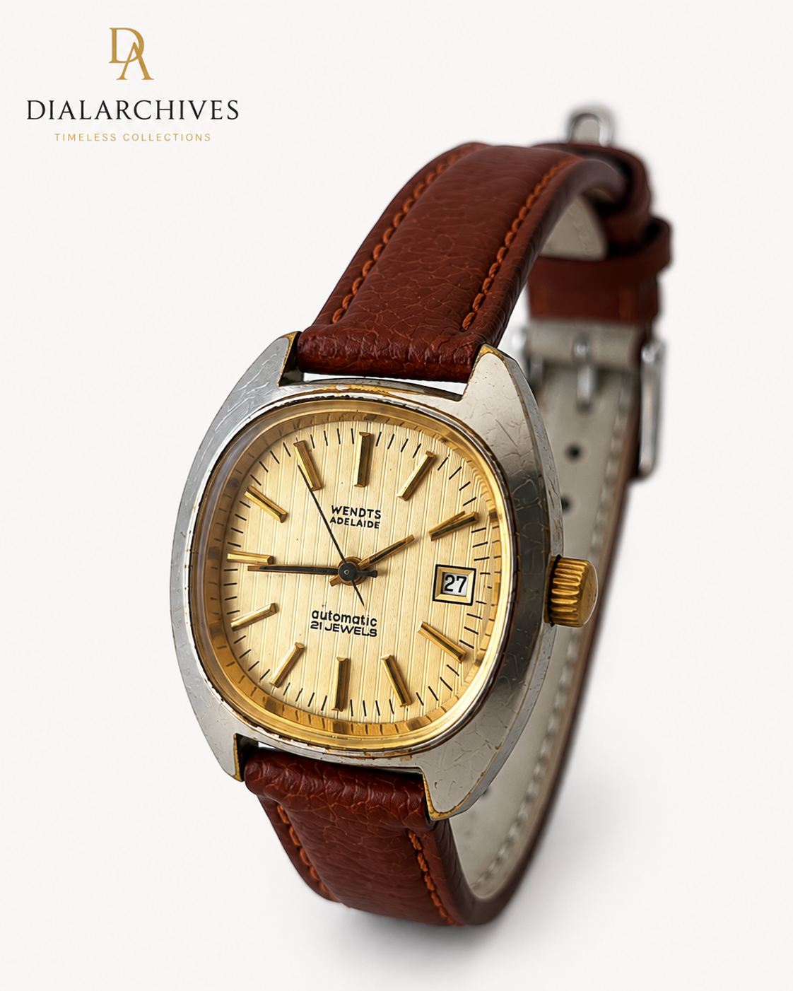 Vintage Wendts Adelaide Automatic 21 Jewels Watch – Date – New Leather Strap