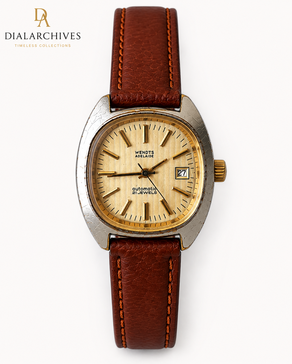 Vintage Wendts Adelaide Automatic 21 Jewels Watch – Date – New Leather Strap