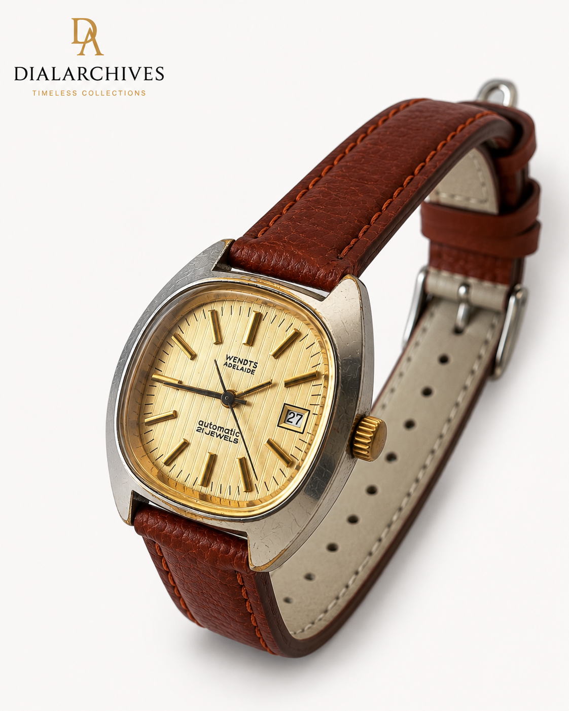 Vintage Wendts Adelaide Automatic 21 Jewels Watch – Date – New Leather Strap