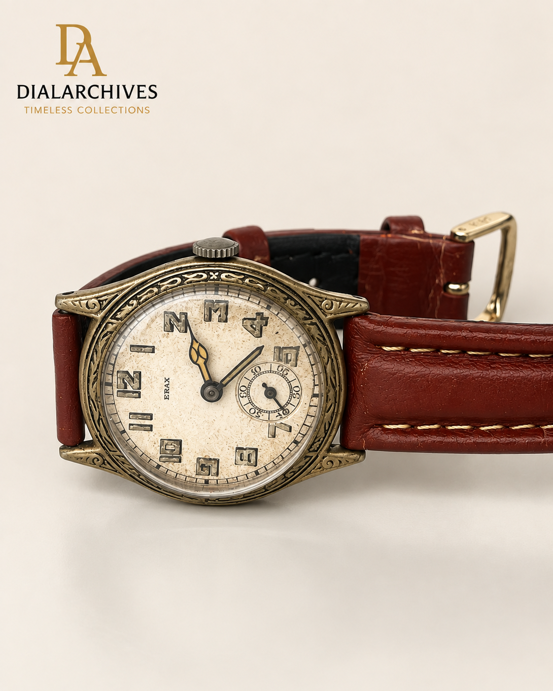 Vintage ERAX Art Deco Mechanical Watch – Ornate Engraved Case – Working