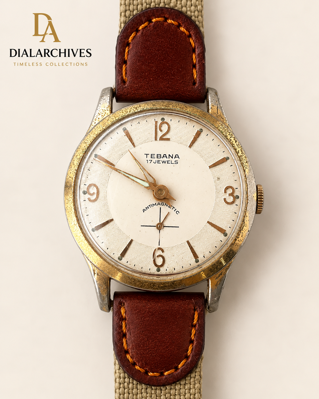 Vintage Tebana 17 Jewels Swiss Mechanical Watch – Antimagnetic – Gold-Tone