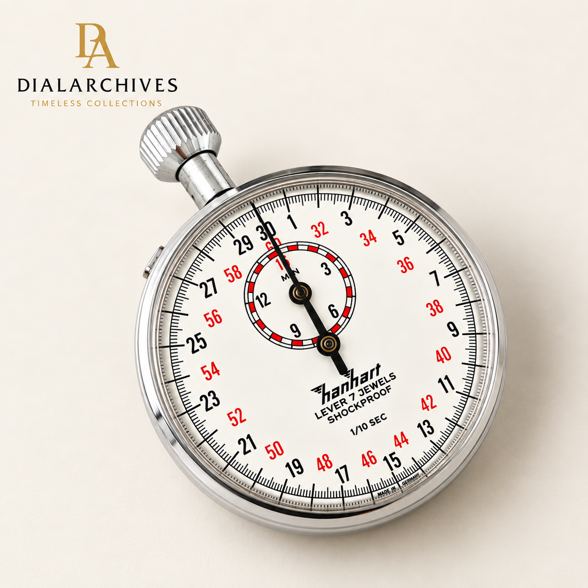 Vintage Hanhart Mechanical Stopwatch – 7 Jewels – 1/10 Sec – Made in Germany